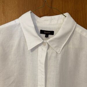 Quince Ladies  Classic White European Linen Button Down Shirt